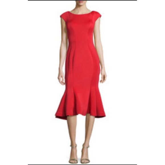 Jovani Dresses & Skirts - Jovani NWOT $560 Women's Midi Drop Waist Cocktail Scuba Dress Ruffle Hem Size 10